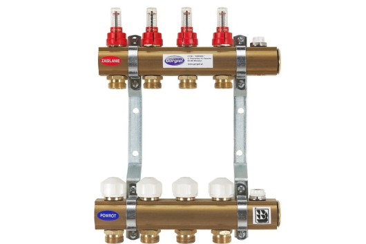 Gorgiel 5 obwody rozdzielacz mosiężny R-PT ogrzewania podłogowego z przepływomierzami