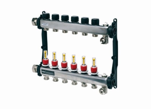 Tece 3 obwody rozdzielacz nierdzewny do ogrzewania podłogowego z przepływomierzami