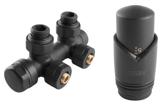 Ferro zestaw dekoracyjny termostatyczny zespolony kątowy antracyt