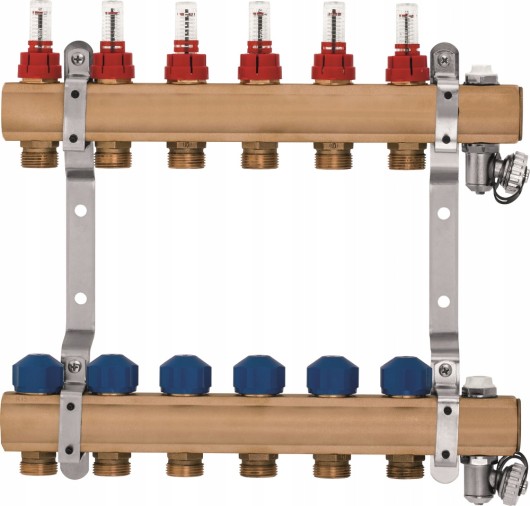 Kisan KRPT 7 obwodów rozdzielacz mosiężny z przepływomierzami