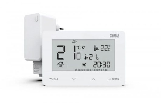 Tech ST-293 v2 Bezprzewodowy regulator pokojowy dwustanowy panel przedni ze szkła biały