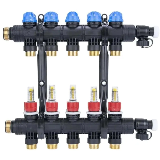 Afriso ProCalida EF1 K 5 obwody rozdzielacz z poliamidu i przepływomierzami