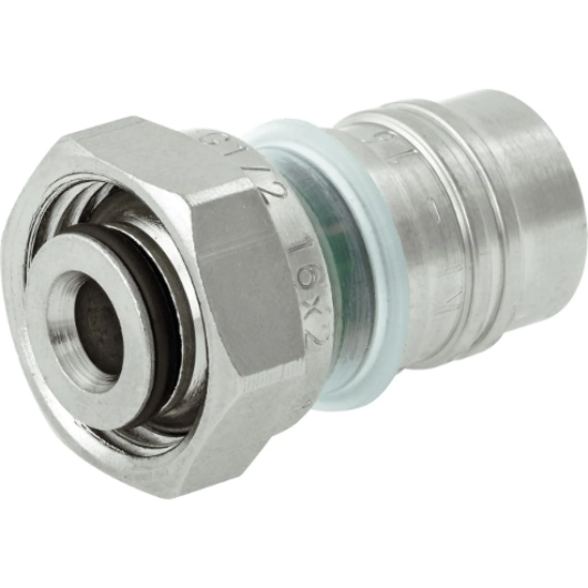 Kisan złączka  zaprasowywana z półśrubunkiem 16x1/2" GW niklowana