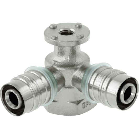 Kisan trójnik  zaprasowywany ustalony kątowy 16x1/2"x16 niklowana