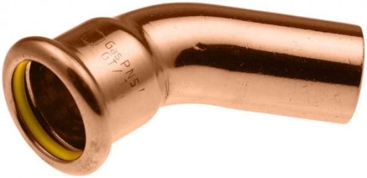 Kan-therm Copper Gas kolano  nyplowe zaprasowane DN 22 45°